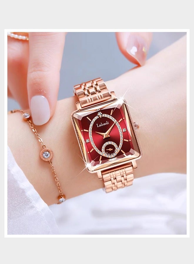 Labaoli Stylish and elegant: Women's stainless steel waterproof quartz watch with a dial and diamond-cut mirror face design. - Image 4