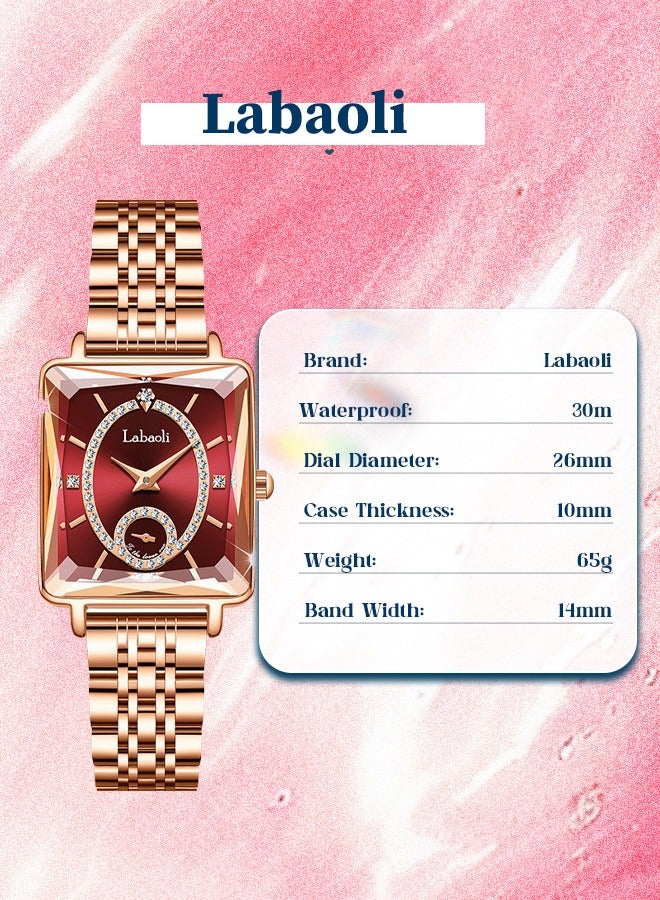 Labaoli Stylish and elegant: Women's stainless steel waterproof quartz watch with a dial and diamond-cut mirror face design. - Image 5