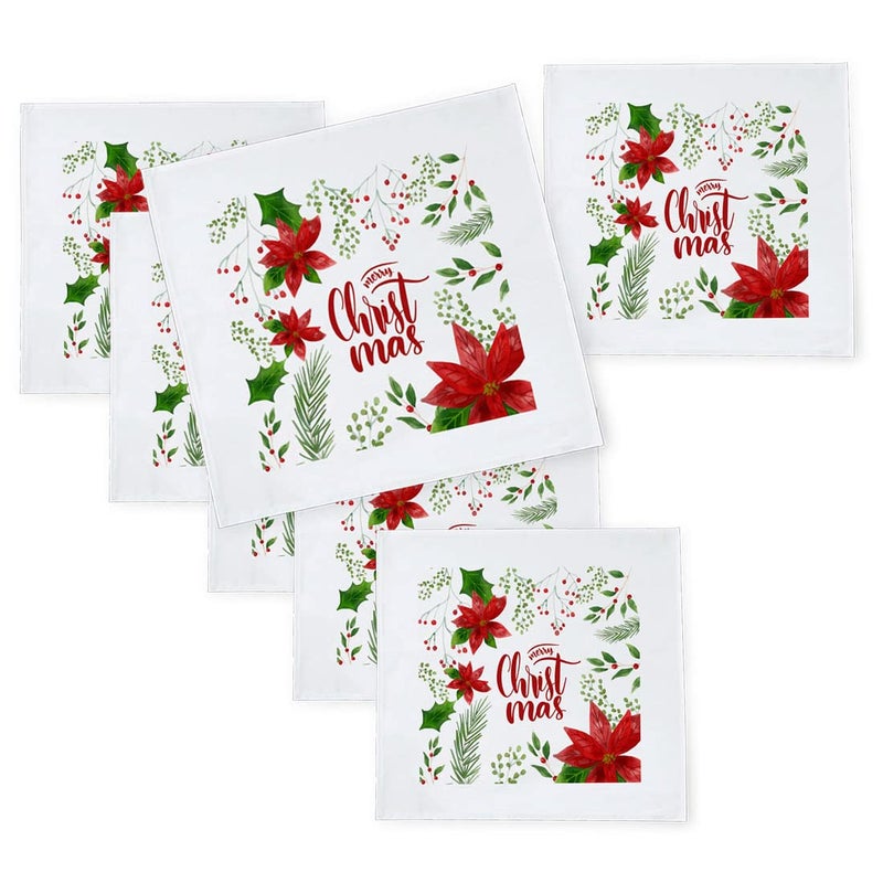 Khakee 6 Pcs Christmas Theme Silk Table Napkins 10x 10 for Xmas Decoration Christmas OrnamentsChristmas Giftxmas21383 - Image 1