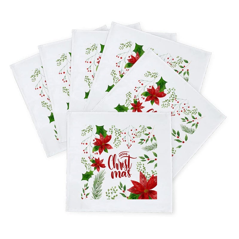 Khakee 6 Pcs Christmas Theme Silk Table Napkins 10x 10 for Xmas Decoration Christmas OrnamentsChristmas Giftxmas21383 - Image 2