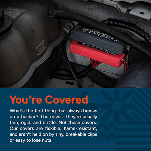 ONLINE LED STORE True Mods 12V 4" Ground/Power Distribution Terminal Block Battery Bus Bar Set [Max 300V AC/48V DC] Negative/Positive Insulated Busbar for Auto Marine Car Trailer RV Boat Motorcycle UTV ATV - Black/Red - Image 4