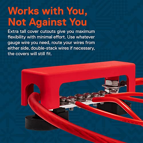 ONLINE LED STORE True Mods 12V 4" Ground/Power Distribution Terminal Block Battery Bus Bar Set [Max 300V AC/48V DC] Negative/Positive Insulated Busbar for Auto Marine Car Trailer RV Boat Motorcycle UTV ATV - Black/Red - Image 5