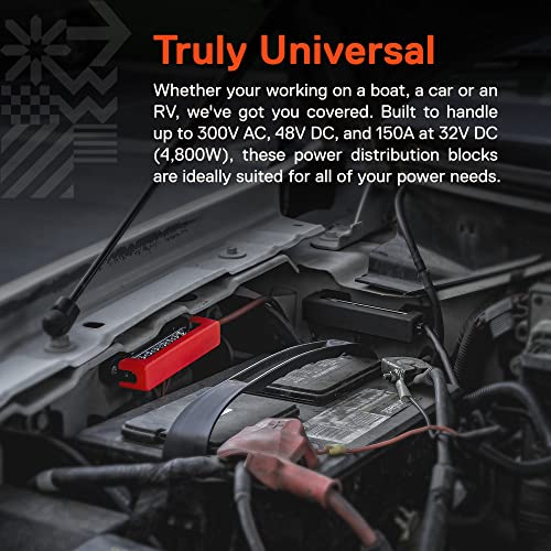 ONLINE LED STORE True Mods 12V 4" Ground/Power Distribution Terminal Block Battery Bus Bar Set [Max 300V AC/48V DC] Negative/Positive Insulated Busbar for Auto Marine Car Trailer RV Boat Motorcycle UTV ATV - Black/Red - Image 3