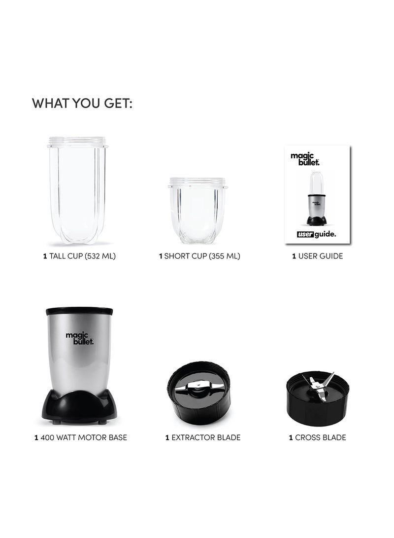 Magic Bullet 4-Piece Blender Accessories Set, 400W High-Speed Multi-Functional Blender for Smoothies, Shakes, Dips & Sauces, 530ml Capacity, Easy to Clean 1-Year Warranty 530 ml 400 W MB4-0612 Silver - Image 4