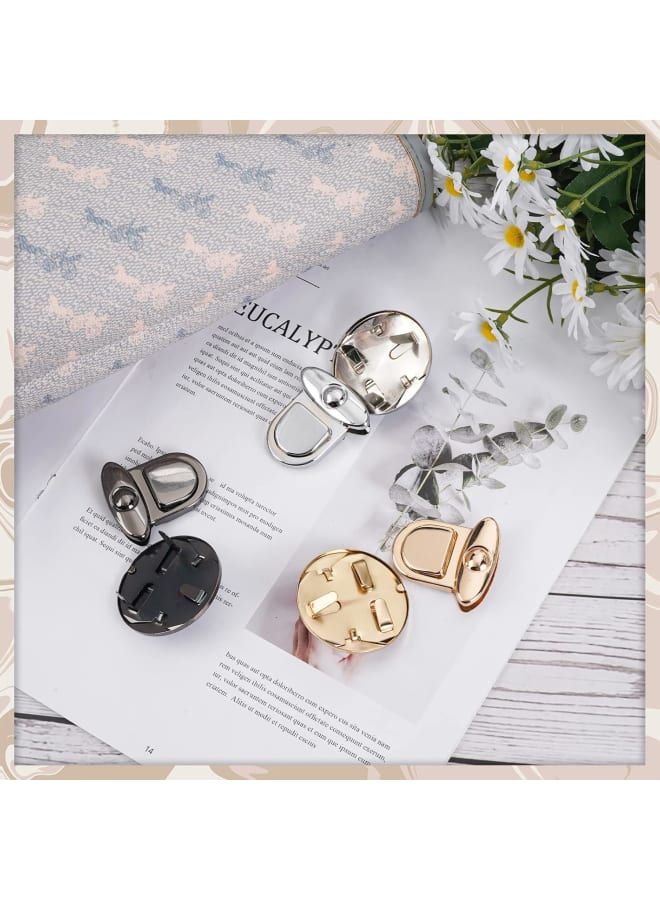 6 Pieces Turn Lock Clasps Practical Purse Closure Twist Buckle Fasteners Round Shape Metal Hardware Clip for DIY Craft Handbag Wallet Purse Making Bags Parts Accessories, 3 Colors  - Image 4