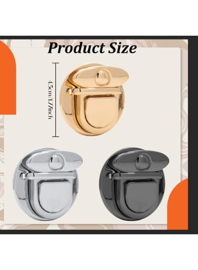 6 Pieces Turn Lock Clasps Practical Purse Closure Twist Buckle Fasteners Round Shape Metal Hardware Clip for DIY Craft Handbag Wallet Purse Making Bags Parts Accessories, 3 Colors  - Image 5
