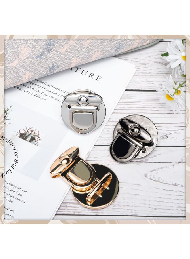 6 Pieces Turn Lock Clasps Practical Purse Closure Twist Buckle Fasteners Round Shape Metal Hardware Clip for DIY Craft Handbag Wallet Purse Making Bags Parts Accessories, 3 Colors  - Image 3