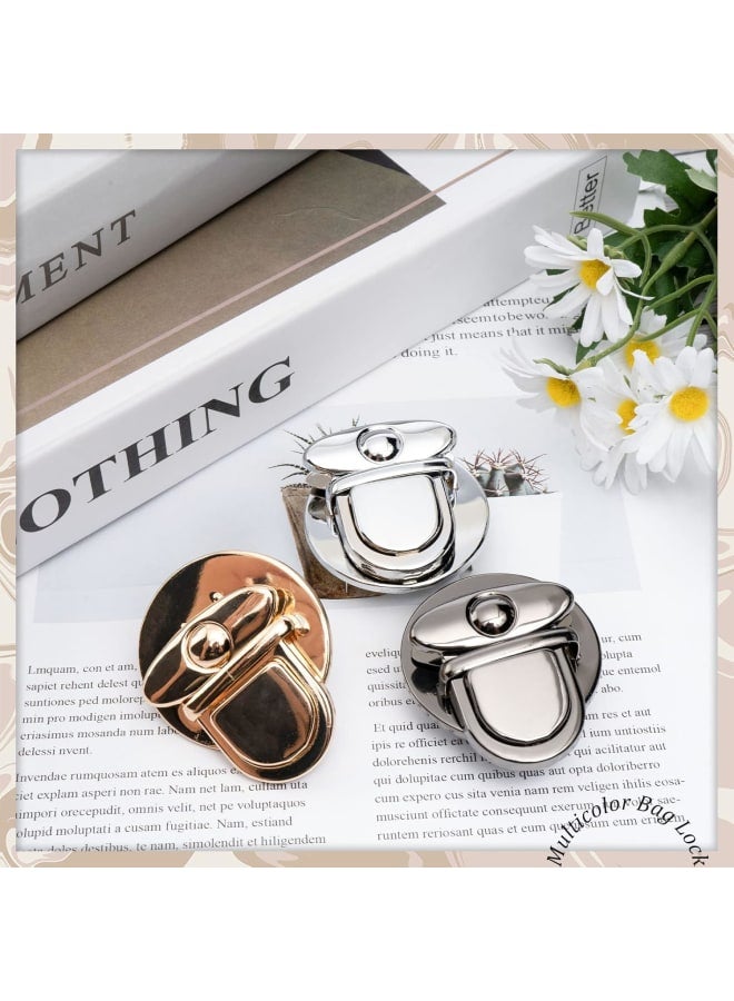 6 Pieces Turn Lock Clasps Practical Purse Closure Twist Buckle Fasteners Round Shape Metal Hardware Clip for DIY Craft Handbag Wallet Purse Making Bags Parts Accessories, 3 Colors  - Image 2