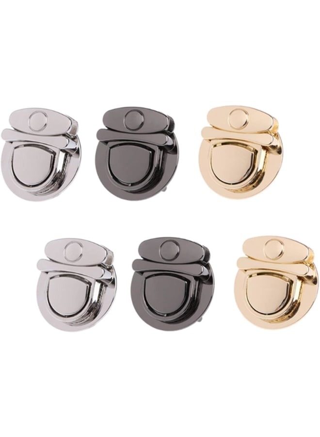 6 Pieces Turn Lock Clasps Practical Purse Closure Twist Buckle Fasteners Round Shape Metal Hardware Clip for DIY Craft Handbag Wallet Purse Making Bags Parts Accessories, 3 Colors  - Image 1