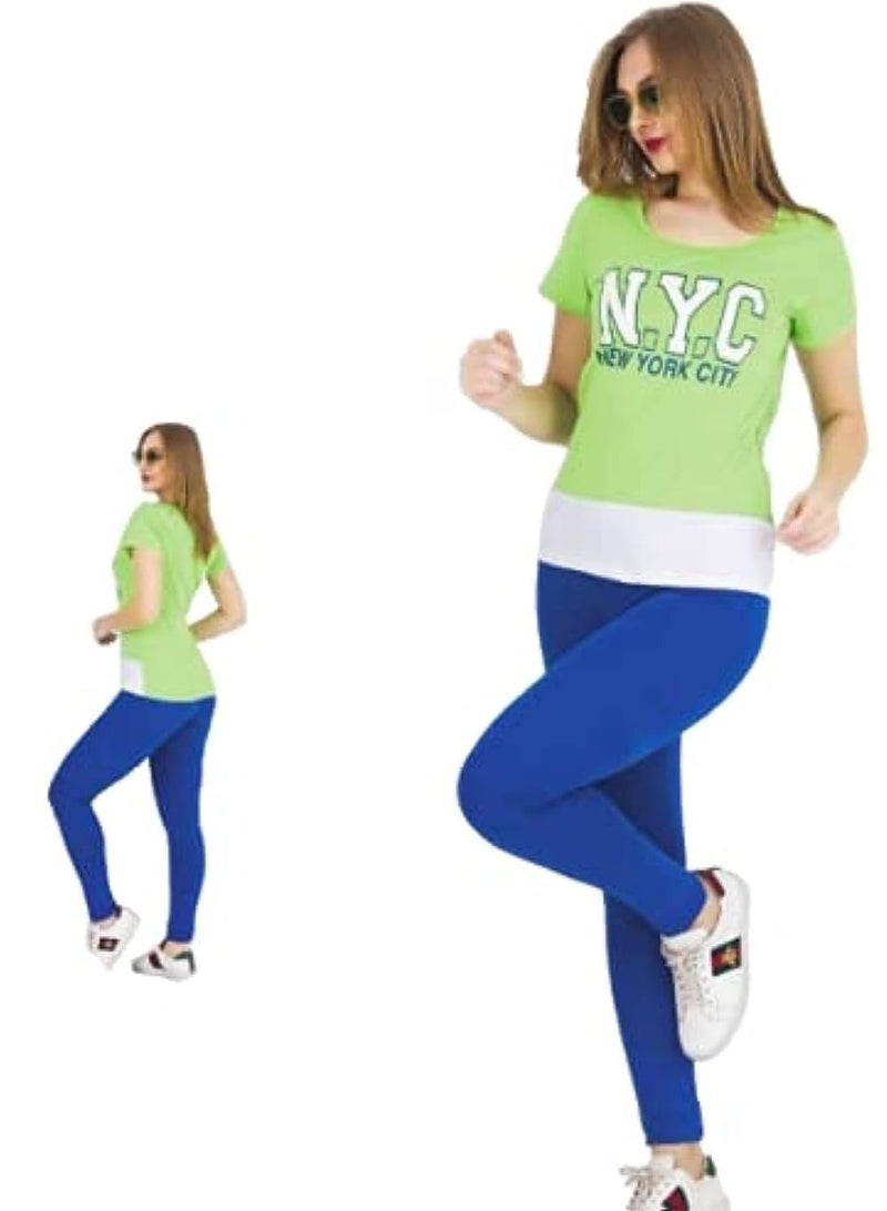 Teknur Women's Pajama Set – One Size Fits S-M-L, Made from Cotton & Lycra for Ultimate Comfort and a Stylish Look, Made in Turkey 