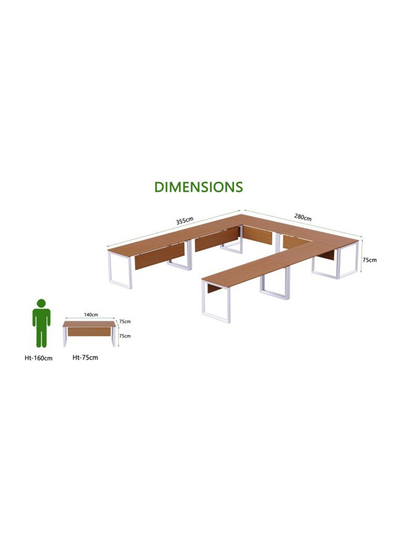Mahmayi Mahmayi Vorm 136-14 12 Seater Light Walnut U-Shaped Conference-Meeting Table  - Image 4