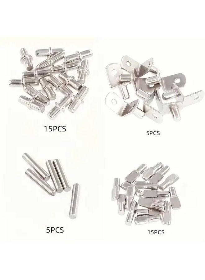 40pcs Shelf Bracket Kit 4 Styles Furniture Hardware Cabinet Bookcase Support - Image 5