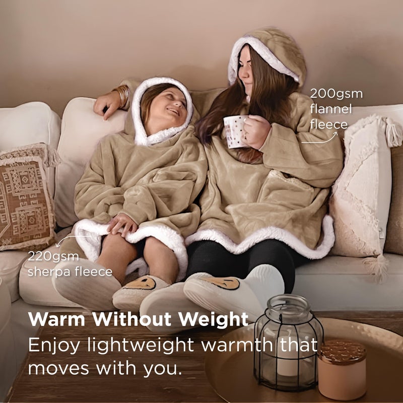 Bedsure Blanket Hoodie, Wearable Blanket Hoodie as Gifts for Mom, Birthday Gifts for Women Kids Teens Sherpa Sweatshirt, Gold Brown, Standard - Image 2