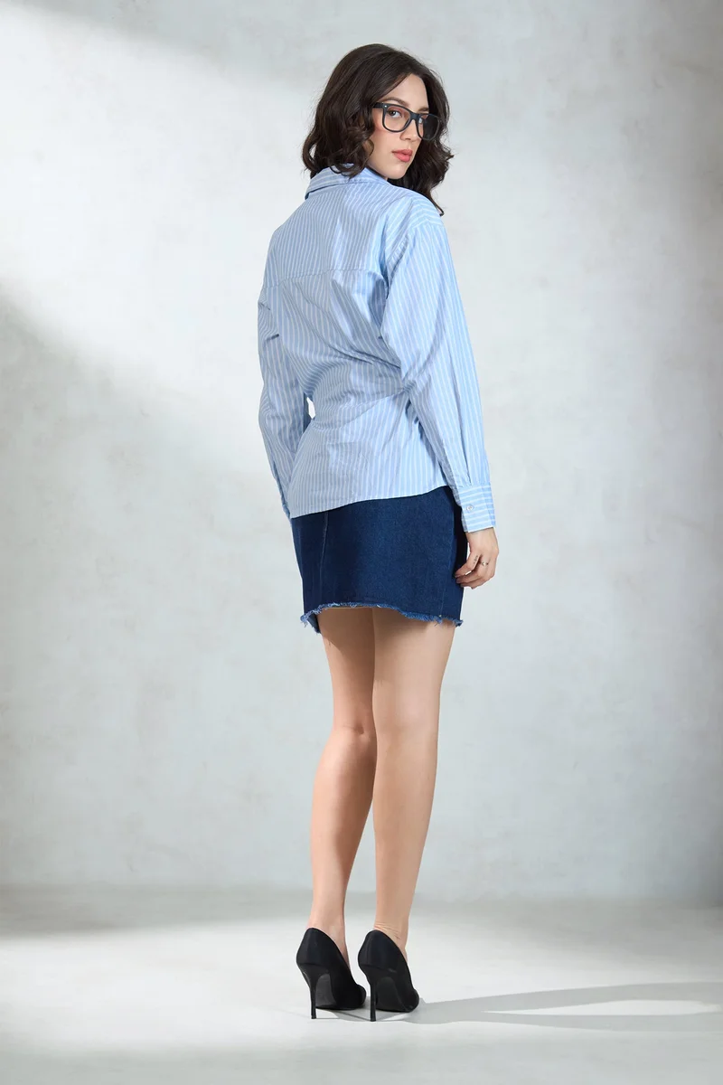 Virgio Cotton Relaxed Workwear Stripe Shirts for Women