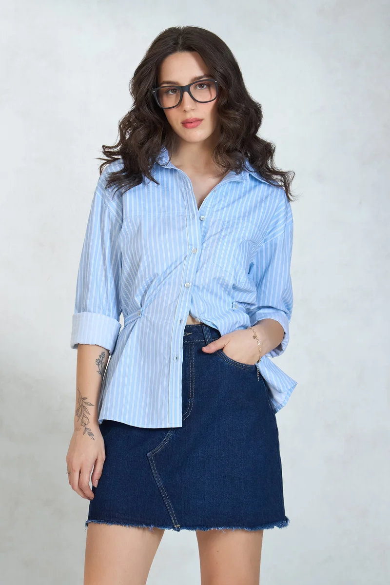 Virgio Cotton Relaxed Workwear Stripe Shirts for Women
