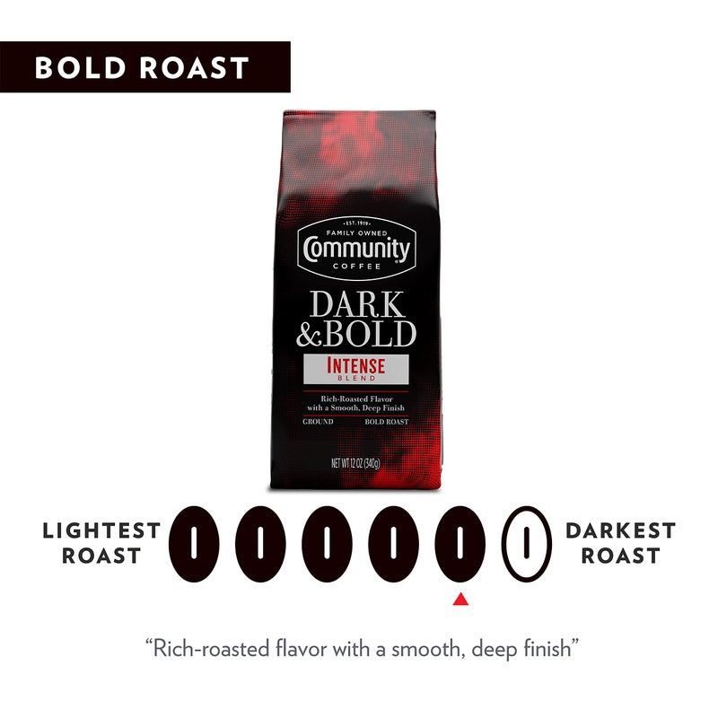 Community Coffee Dark & Bold Intense Blend, Dark Roast Ground Coffee, 12 Ounce Bag (Pack of 1) - Image 4