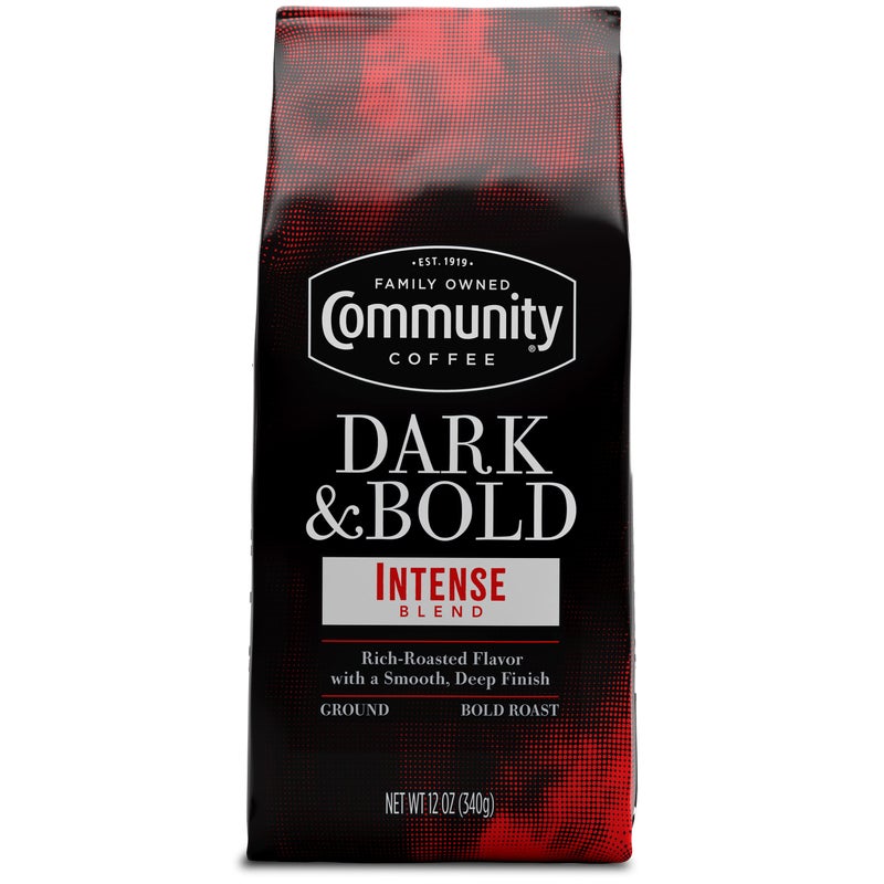 Community Coffee Dark & Bold Intense Blend, Dark Roast Ground Coffee, 12 Ounce Bag (Pack of 1) - Image 1
