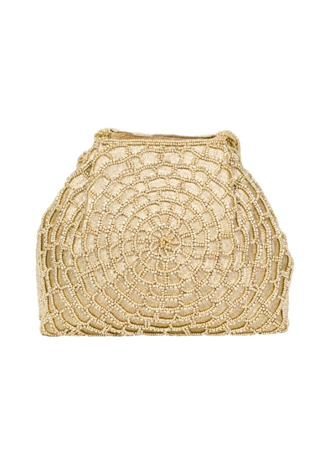 Dollar's Beaded Satin Evening Clutch Bag for Women RP09, Party and Wedding Handbag, Ethnic Ladies Purse, Sparkly Crystal Beadwork, Bridal Evening Hand Bag, Elegant Occasion Wear Bag (Bronze) - Image 1