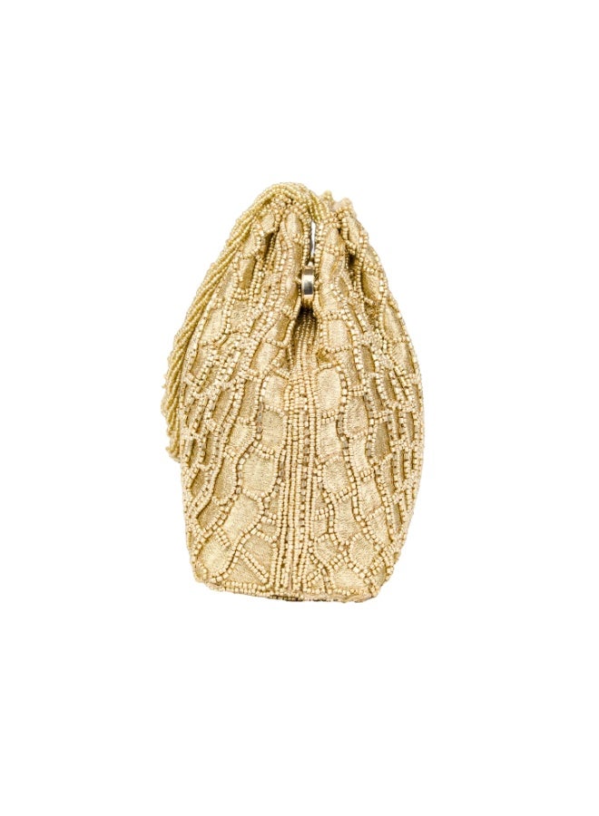 Dollar's Beaded Satin Evening Clutch Bag for Women RP09, Party and Wedding Handbag, Ethnic Ladies Purse, Sparkly Crystal Beadwork, Bridal Evening Hand Bag, Elegant Occasion Wear Bag (Bronze) - Image 3