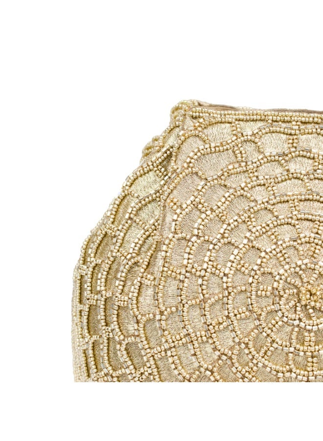 Dollar's Beaded Satin Evening Clutch Bag for Women RP09, Party and Wedding Handbag, Ethnic Ladies Purse, Sparkly Crystal Beadwork, Bridal Evening Hand Bag, Elegant Occasion Wear Bag (Bronze) - Image 2
