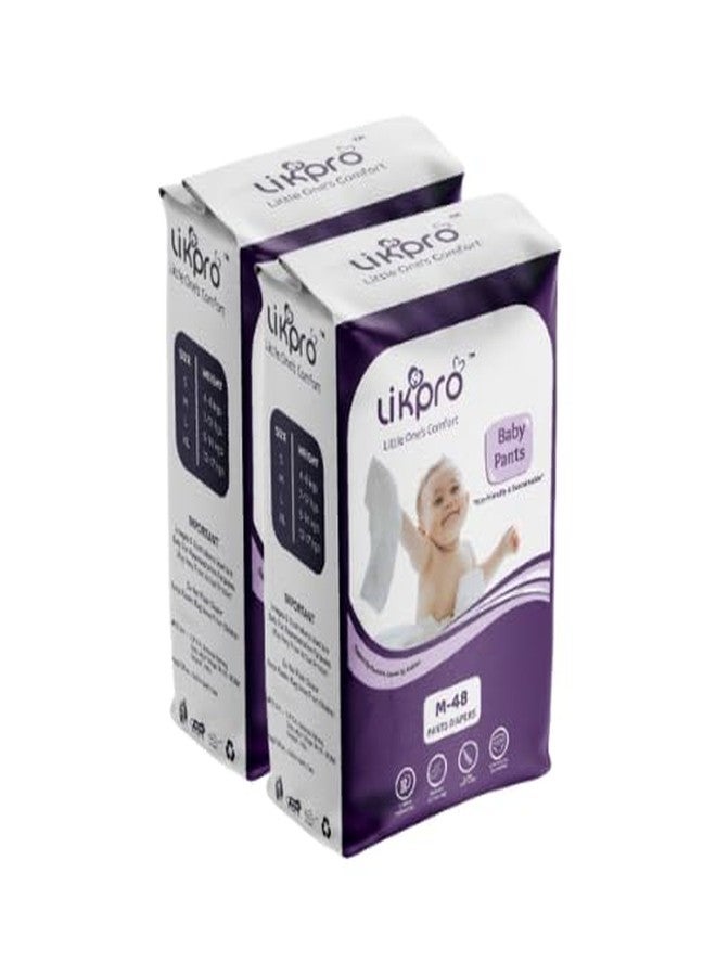 Likpro Premium Baby Diapers | Ultra Soft, Dry & Leak-Proof | Anti-Rash Cottony Layer, 12-Hour Absorption, Flexible Fit | Size S, M, L, XL (M, 96, count) - Image 1