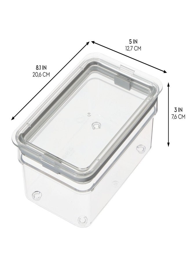 إنترديزاين صندوق تخزين طعام متوسط الحجم من iDesign بغطاء محكم الإغلاق للمطبخ أو المخزن - طقم من قطعتين - شفاف - Image 3