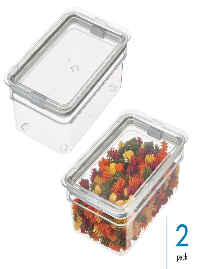 إنترديزاين صندوق تخزين طعام متوسط الحجم من iDesign بغطاء محكم الإغلاق للمطبخ أو المخزن - طقم من قطعتين - شفاف - Image 2