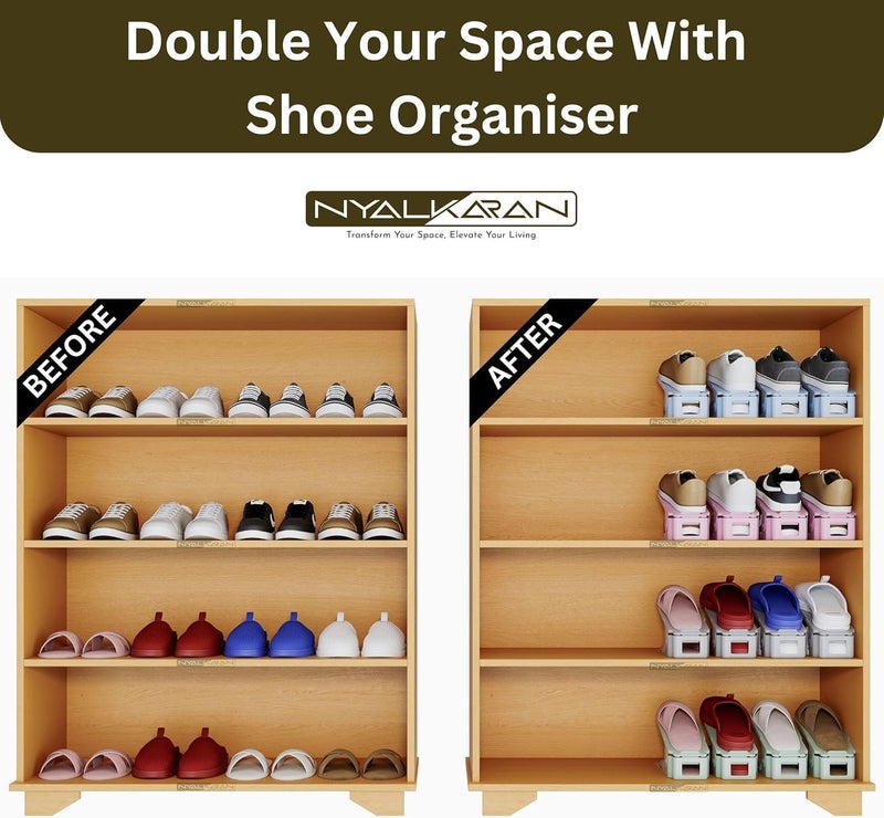 NYALKARAN Shoe Slots Organizer Space Saver Double Deck Shoe Rack Adjustable Shoe Slots for Closet Organization… (Set of 30) - Image 5