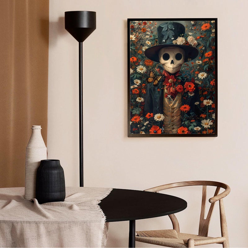 Offito Halloween Diamond Art Kits for Adults - 5D Skull Diamond Painting Kits for Beginners, Skeleton DIY Full Drill Dots Gem Art Paint Picture for Home Wall Decor 12 x 16 Inch - Image 3