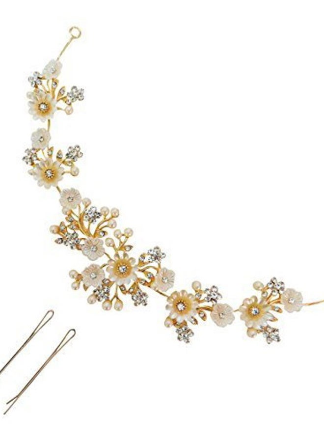 Vogue Hair Accessories - Shell Flower with Pearls Metal Hair Jewelry - Image 1
