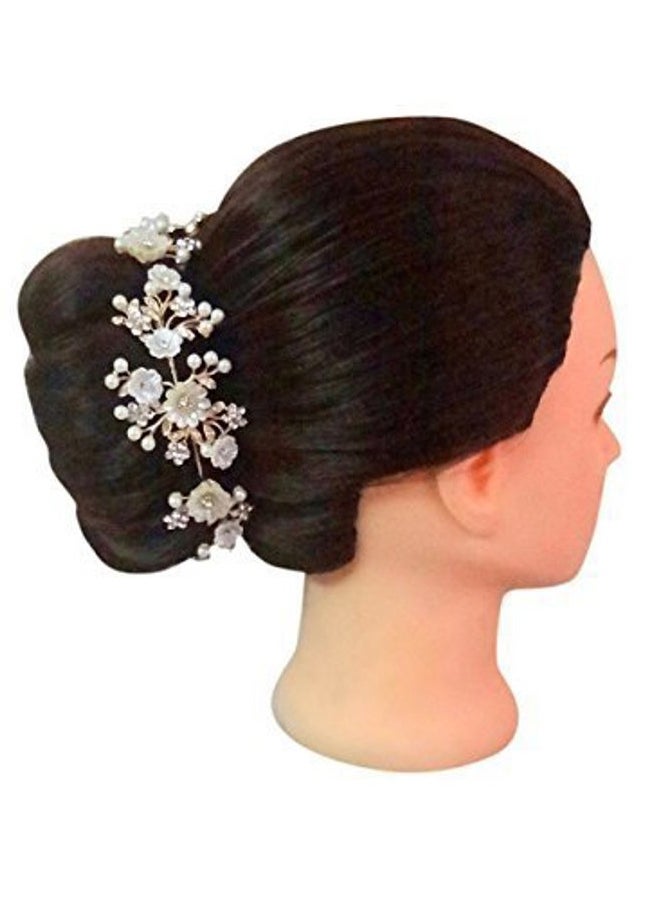 Vogue Hair Accessories - Shell Flower with Pearls Metal Hair Jewelry - Image 1