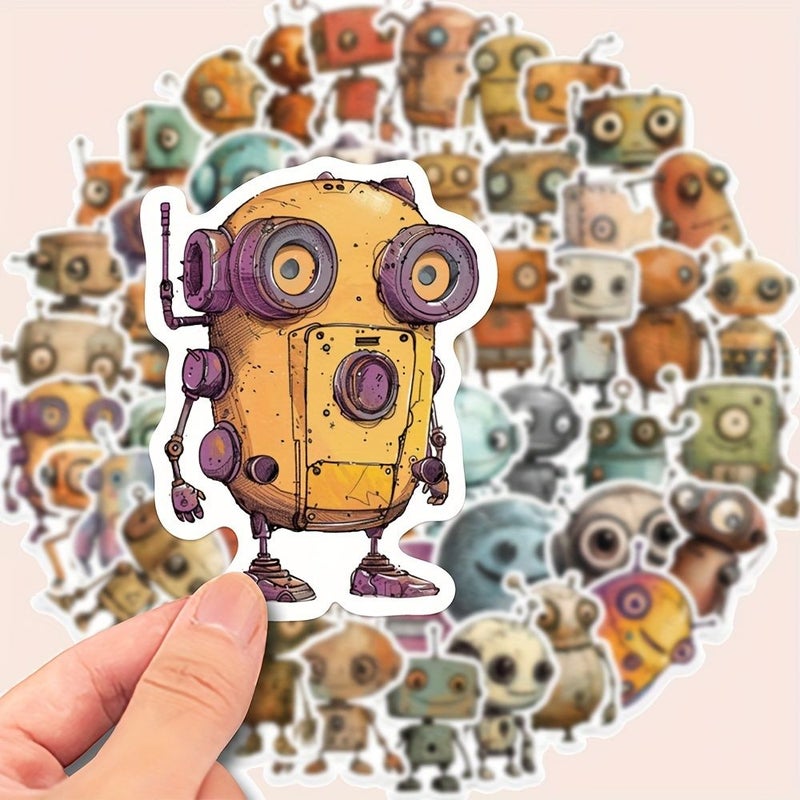 Multicolor Cartoon Robot Stickers Vinyl Self Adhesive Matte Glitter for Computers Phones Laptops - Image 3