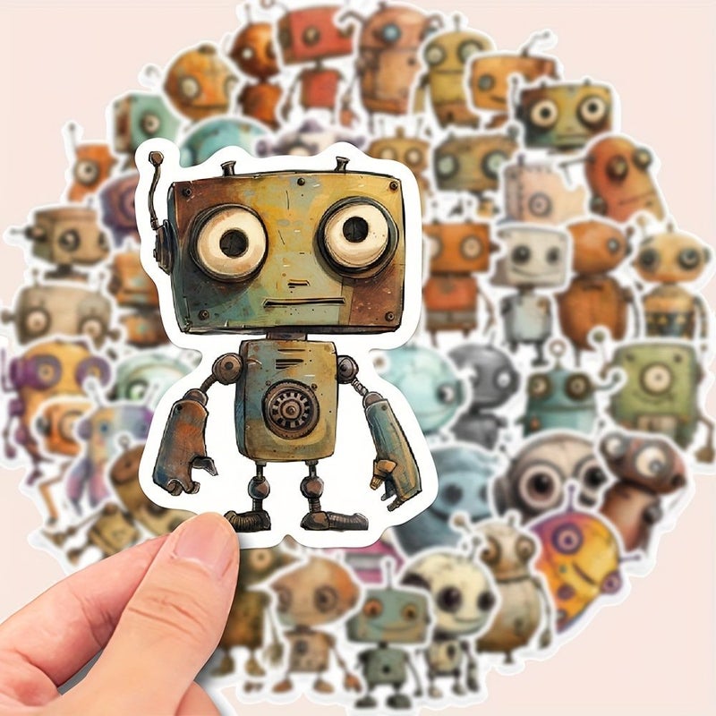 Multicolor Cartoon Robot Stickers Vinyl Self Adhesive Matte Glitter for Computers Phones Laptops - Image 5