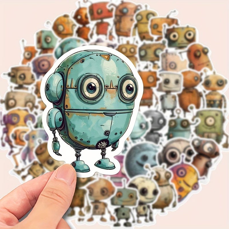 Multicolor Cartoon Robot Stickers Vinyl Self Adhesive Matte Glitter for Computers Phones Laptops - Image 1