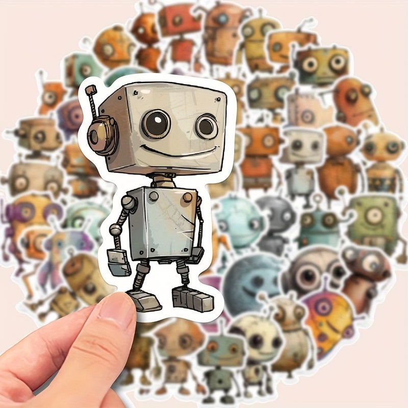 Multicolor Cartoon Robot Stickers Vinyl Self Adhesive Matte Glitter for Computers Phones Laptops - Image 2