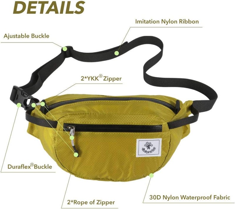 4Monster Hiking Waist Packs Portable,Water Resistant Fanny Bag with Adjustable Strap,Lightweight Crossbody Chest Bag Slim Bag - Image 2