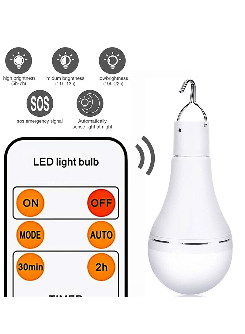 2-عبوة من لمبات LED قابلة للشحن مع لوحة شمسية، 6500 كلفن، 300 لومن - لمبات خيمة تعمل بالطاقة الشمسية مع مشبك وحهاز تحكم عن بعد، مثالية للتخييم، الطوارئ، الاستخدام الداخلي والخارجي - Image 3