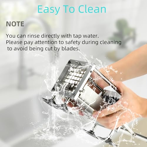 QangBoon French Fry Cutter Professional Stainless Steel Potato Cutter with 1/2 Inch and 3/8 Inch Blades Commercial French Fries Slicer for Potatoes Carrots Cucumbers - Image 4
