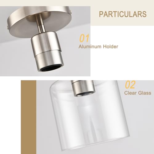 KLSS Brushed Nickel Semi Flush Mount Ceiling Light,Modern Ceiling Light Fixture for Closet Hallway Entryway Fixture Brushed Nickel Finish 1 Pack - Image 4