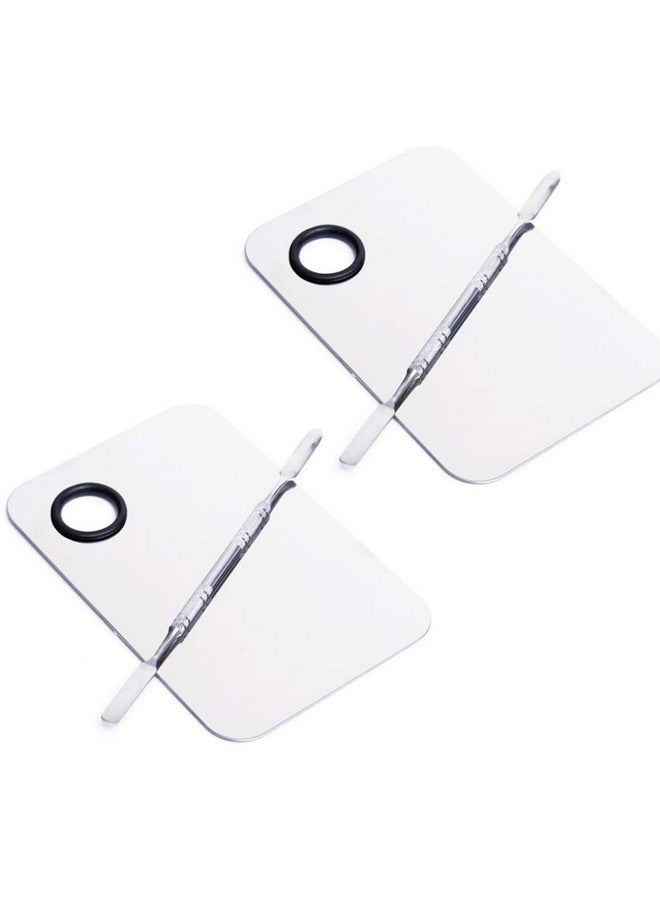 AKIRO 2 Pcs Stainless Steel Cosmetic Makeup Palette, Professional Cosmetic Mixing Makeup Palette Spatula Makeup Artist Tool, Beauty Salon Color Cream Mixing Palette With A Spatula Makeup Nail Art Palette - Image 1