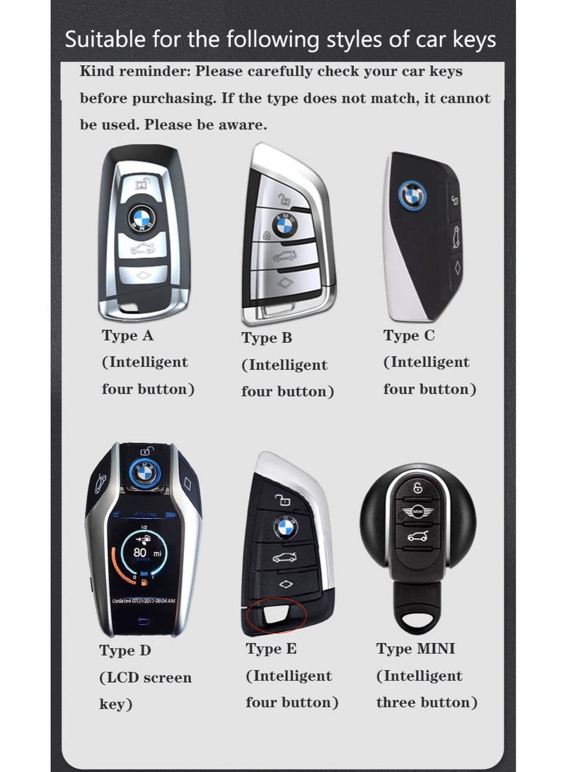 بي إم دبليو غطاء حماية مفتاح السيارة الراقية مناسب لـ BMW 3 Series ، 5 Series ، و 1 Series ، x1 ، x2 ، x3 ، x4 ، x5 ، x6 ، x7 ، سلسلة المفاتيح المعدنية ، حالة حماية مفتاح شاشة LCD BMW ، حالة قشرة مفتاح السيارة - Image 2