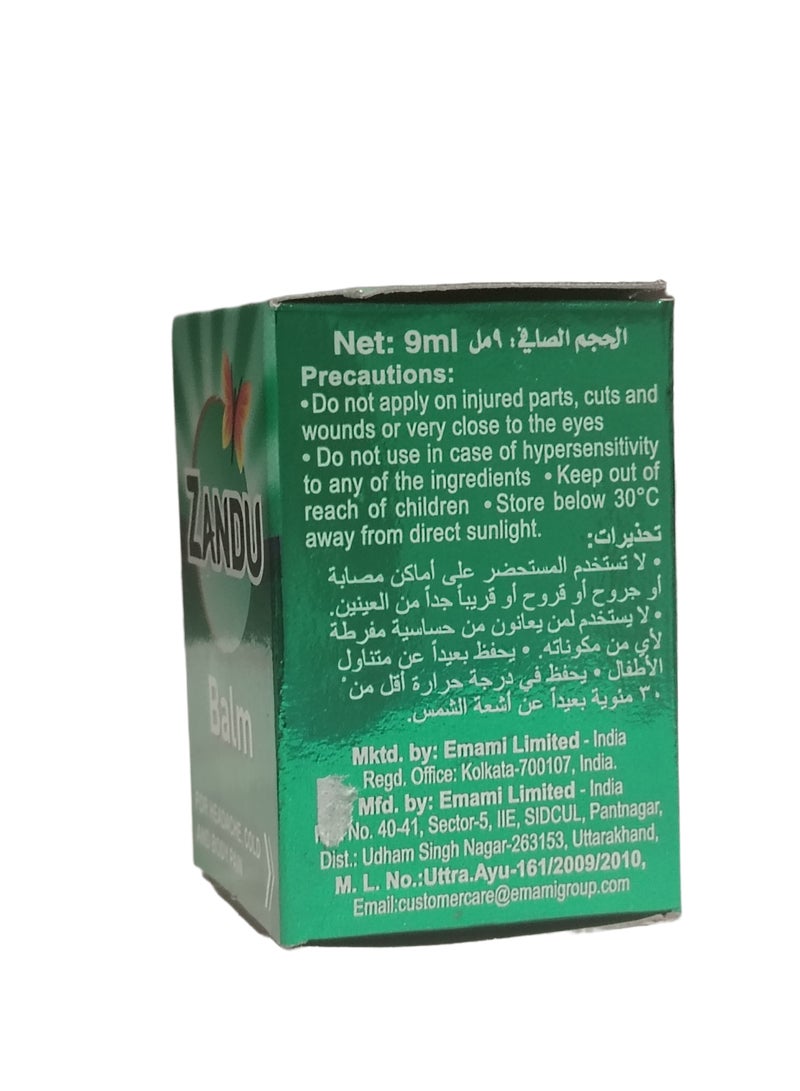 Zandu Balm for Headache, Cold & Body Pain, 9ml - Image 4