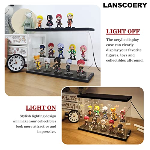 LANSCOERY LED Lighted Acrylic Display Case, 2 Tier Display Box for Collectibles and Action Figures, Clear Dustproof Organizer with Black Base – 11.8x4.3x7.9inch - Image 5