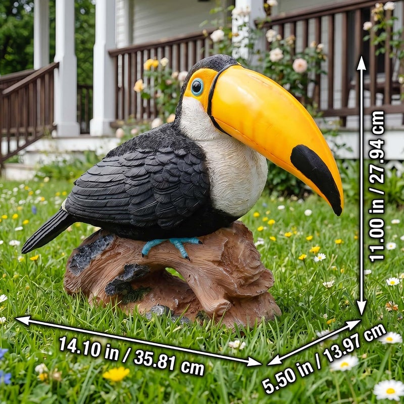 Euiroet Real Toucan Statue,Colorful Outdoor Bird Decor Animal Sculpture- 14.2" Resin Bird Outdoor Ornament, Tropical Tiki Bar Decor, Waterproof & Weather-Resistant, Perfect for Garden, Patio, Yard - Image 4