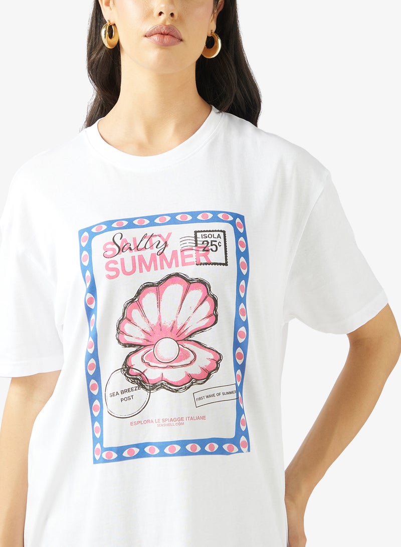 Ginger Cotton Oversize Travel Graphic T-shirt - Image 3