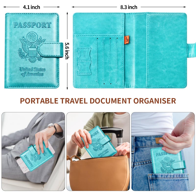 Herain Passport Holder for Travel Cruise Essentials, 2 Pcs Passport Cover Wallet Case Travel Gifts Women Men Family, RFID Passports Book Card Holders Travels Accessories Must Haves - Image 3