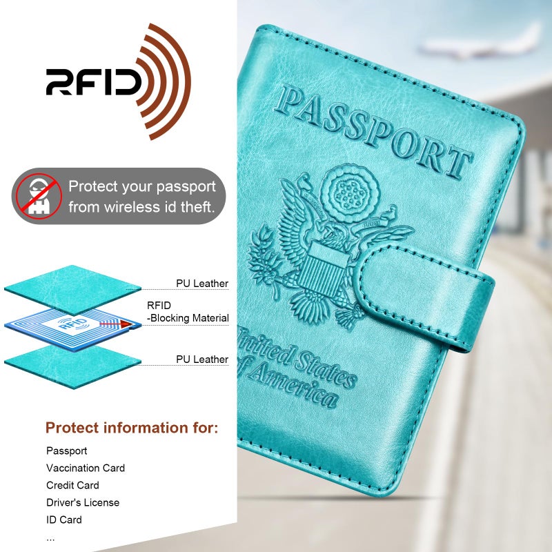 Herain Passport Holder for Travel Cruise Essentials, 2 Pcs Passport Cover Wallet Case Travel Gifts Women Men Family, RFID Passports Book Card Holders Travels Accessories Must Haves - Image 5