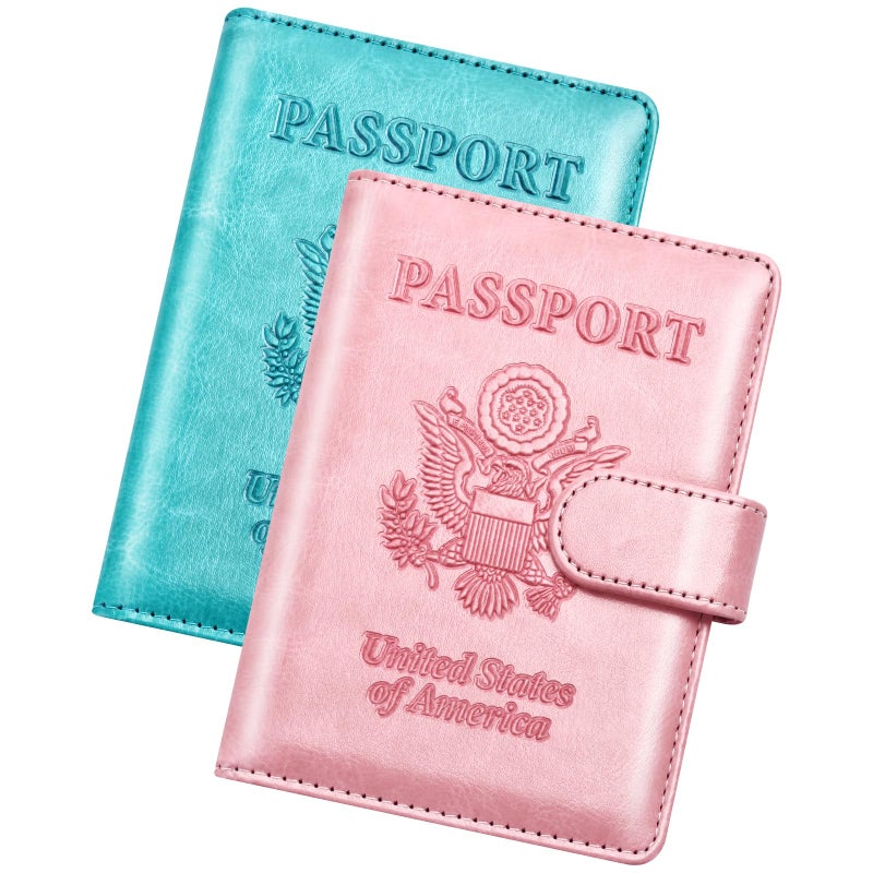 Herain Passport Holder for Travel Cruise Essentials, 2 Pcs Passport Cover Wallet Case Travel Gifts Women Men Family, RFID Passports Book Card Holders Travels Accessories Must Haves - Image 1