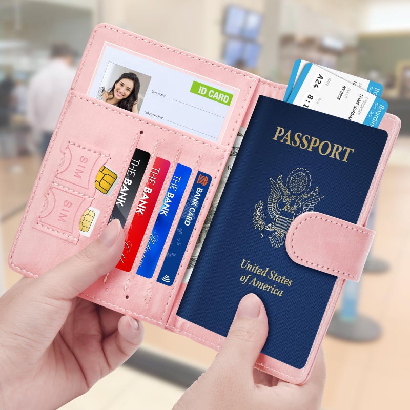 Herain Passport Holder for Travel Cruise Essentials, 2 Pcs Passport Cover Wallet Case Travel Gifts Women Men Family, RFID Passports Book Card Holders Travels Accessories Must Haves - Image 2