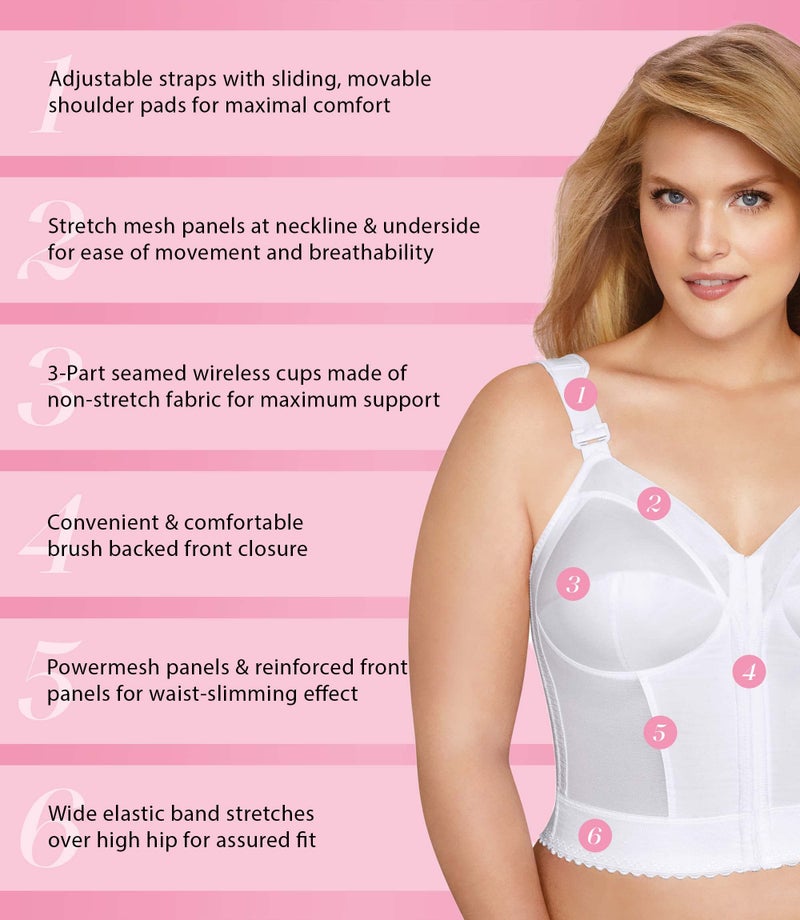 Exquisite Form womens Exquisite Form Fully Women's Front Close Longline Posture #5107530 Bra, White, 44D US - Image 5